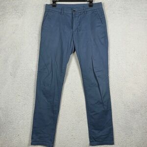 Peter England Pants Mens 34 Navy Blue Riser Casual Khakis Super Slim Stretch